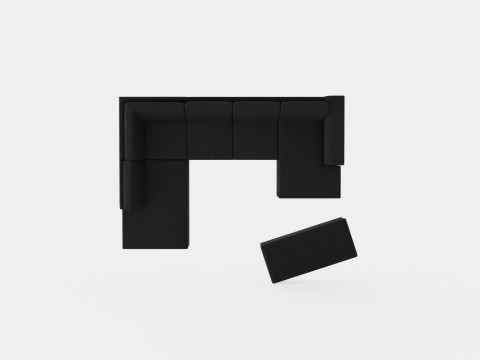 Porto U Sofa With Divan Right Footstool 3D 모델