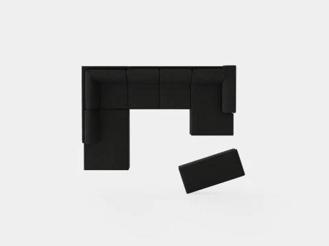 Porto U Sofa With Divan Right Footstool 3D Model