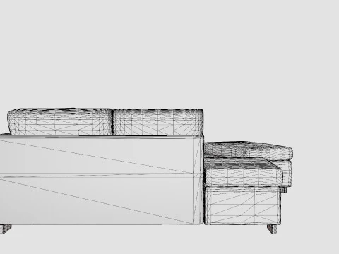 Porto U Sofa With Divan Right Footstool 3D Model