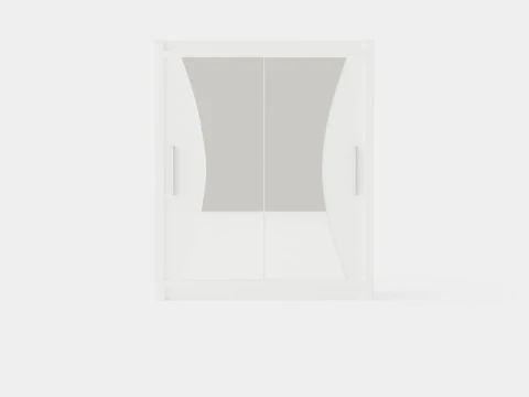 Prag Gardırop Sürgülü Kapılar Kavisli Ayna 3D Model