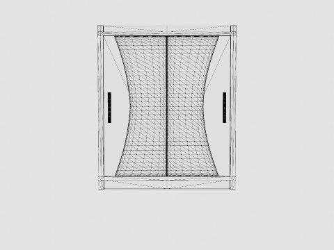 Prague Wardrobe Sliding Doors Curved Mirror 3D Model