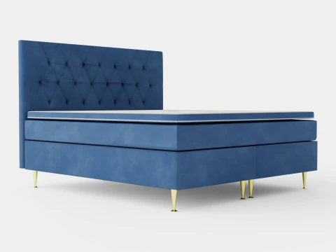 Pacote de Cama Completa Royal Velvet Azul Escuro Com Alto Modelo 3D