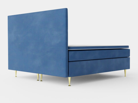 Royal Velvet Complete Bed Package Dark Blue With High 3D 模型