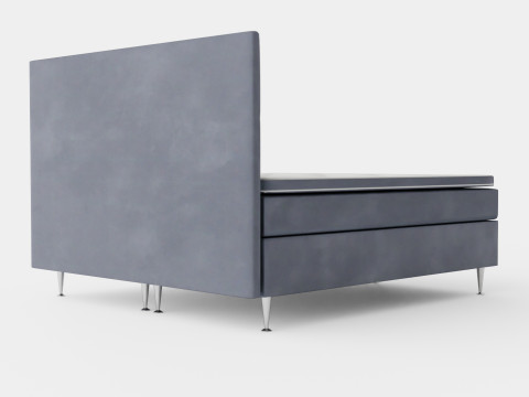 Royal Velvet Complete Bed Package Dark Gray With High 3D 模型