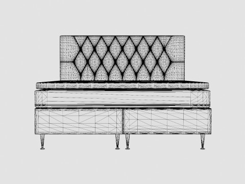 Royal Velvet Complete Bed Package Dark Gray With High 3D 模型