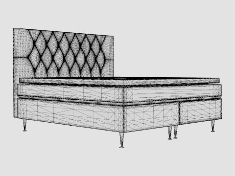 Royal Velvet Complete Bed Package Dark Gray With High 3D 模型