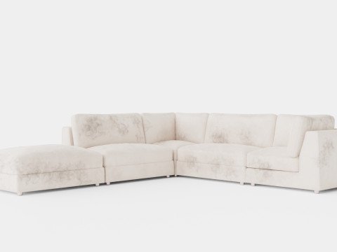 Rug Velvet Sofa With Chaise Lounge Reversible 3D Model