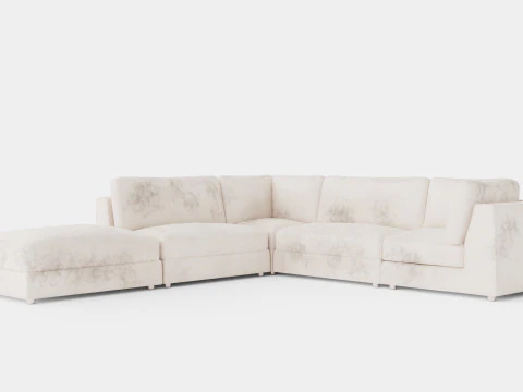 Tapete Sof&aacute; De Veludo Com Chaise Lounge Revers&iacute;vel Modelo 3D