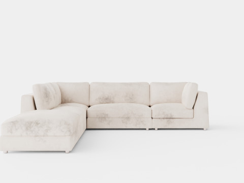 Rug Velvet Sofa With Chaise Lounge Reversible 3D Model