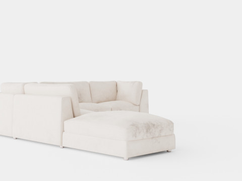 Rug Velvet Sofa With Chaise Lounge Reversible 3D Model