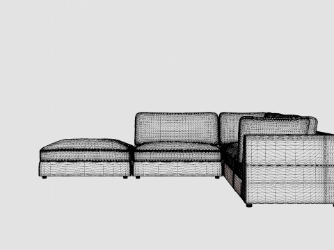 Rug Velvet Sofa With Chaise Lounge Reversible 3D Model