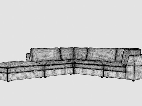 Rug Velvet Sofa With Chaise Lounge Reversible 3D Model