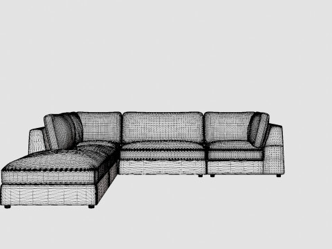 Rug Velvet Sofa With Chaise Lounge Reversible 3D Model
