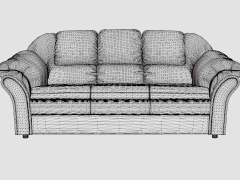 Salvador 3 Seater Sofa Artificial Leather 3D Model