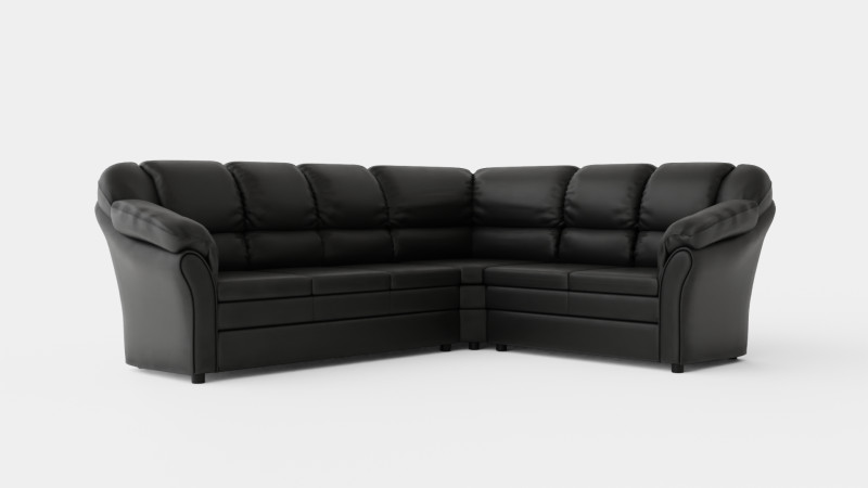 Salvador Corner Sofa Left Artificial Leather Black 3D मॉडल .c4d .max .obj .3ds .fbx .stl .blend