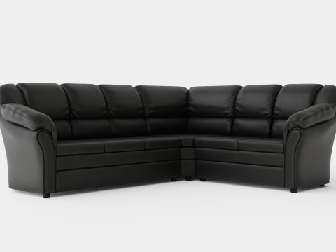 Salvador Corner Sofa Left Artificial Leather Black 3D Model