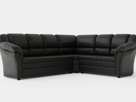 萨尔瓦多转角沙发左人造革黑色 3D 模型