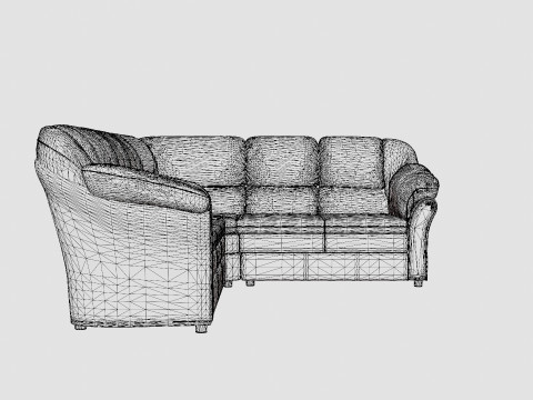 Salvador Corner Sofa Left Artificial Leather Black 3D मॉडल