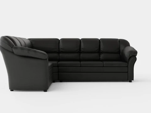 萨尔瓦多转角沙发右艺术皮革黑色 3D 模型