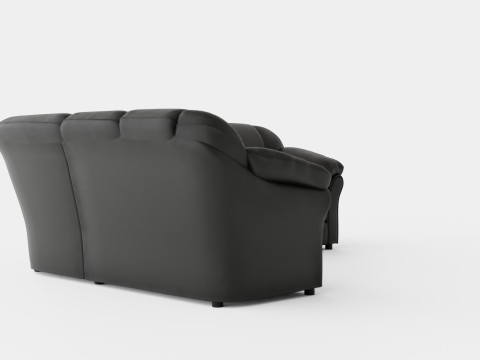 Salvador Corner Sofa Right Art Leather Black 3D मॉडल