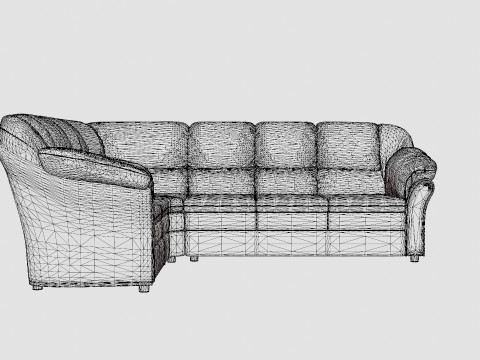 Salvador Corner Sofa Right Art Leather Black 3D मॉडल