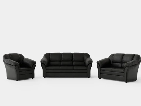 Salvador Sofa Group Poltrona a 3 posti 2 posti in pelle artificiale nera Modello 3D