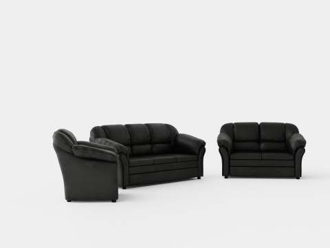 Salvador Sofa Group 3 Seater 2 Seater Armchair Artificial Leather Black Modelo 3D