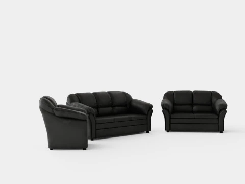 Salvador Sofa Group 3 Seater 2 Seater Armchair Artificial Leather Black 3D Model
