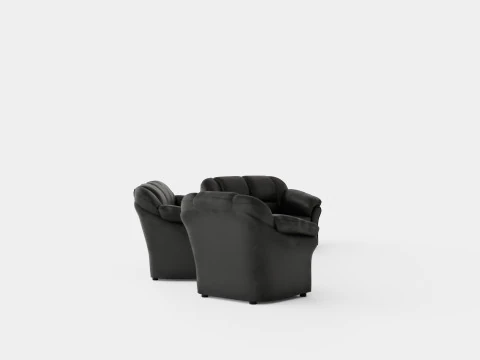 Salvador Sofa Group 3 Seater 2 Seater Armchair Artificial Leather Black 3D Model