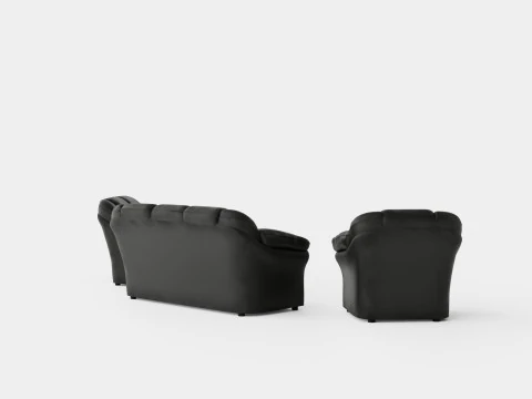 Salvador Sofa Group 3 Seater 2 Seater Armchair Artificial Leather Black 3D Model