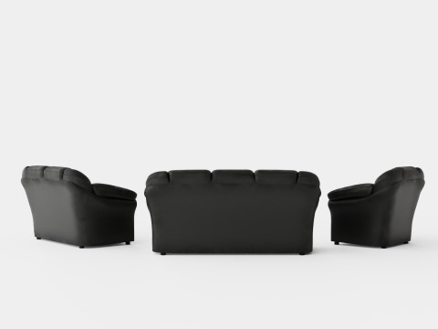 Salvador Sofa Group 3 Seater 2 Seater Armchair Artificial Leather Black Modelo 3D