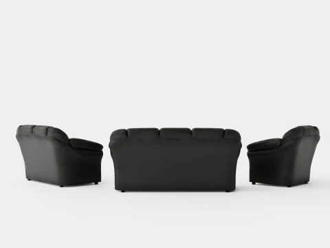 Salvador Sofa Group 3 Seater 2 Seater Armchair Artificial Leather Black 3D Model