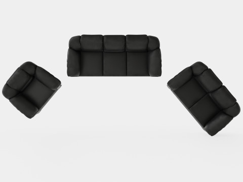 Salvador Sofa Group 3 Seater 2 Seater Armchair Artificial Leather Black Modelo 3D