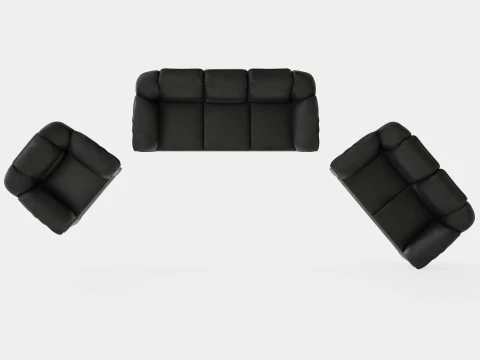 Salvador Sofa Group 3 Seater 2 Seater Armchair Artificial Leather Black 3D Model