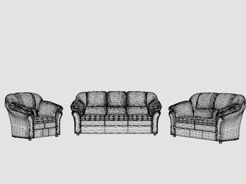 Salvador Sofa Group 3 Seater 2 Seater Armchair Artificial Leather Black Modelo 3D