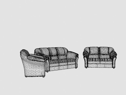 Salvador Sofa Group 3 Seater 2 Seater Armchair Artificial Leather Black Modelo 3D