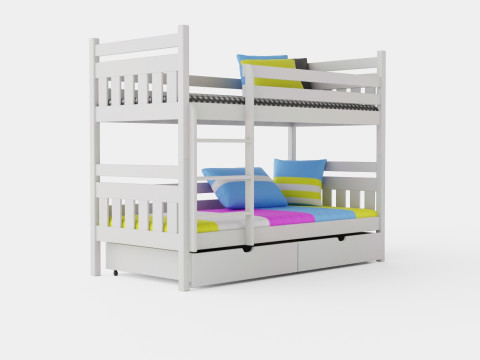 Stellan Bunk Bed With Storage 2 Person White 3Dモデル
