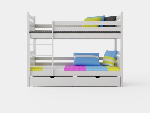 Stellan Bunk Bed With Storage 2 Person White Modello 3D