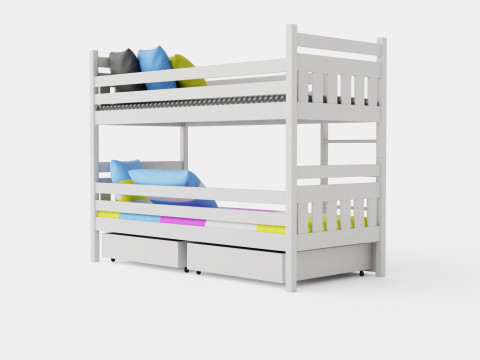 Stellan Bunk Bed With Storage 2 Person White Modello 3D