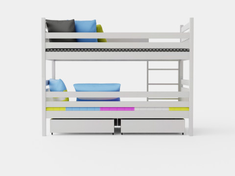 Stellan Bunk Bed With Storage 2 Person White Modello 3D