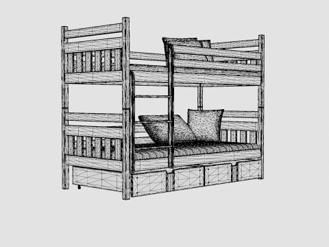 Stellan Bunk Bed With Storage 2 Person White Modello 3D
