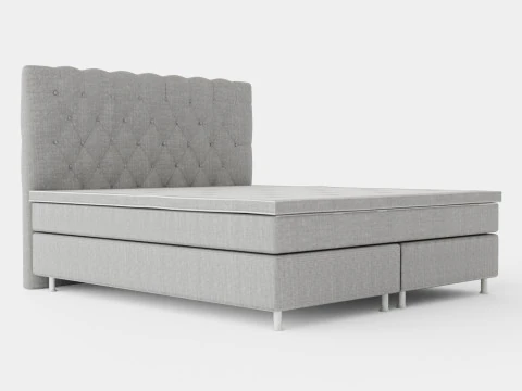 Superior Luxury Continental Bed Light Gray Silver 3D Model