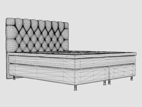 Superior Luxury Continental Bed Light Gray Silver Modelo 3D