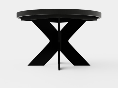 Telma Extensionable Dining Table Around Black Model 3D