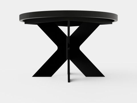 Telma Extensionable Dining Table Around Black Model 3D
