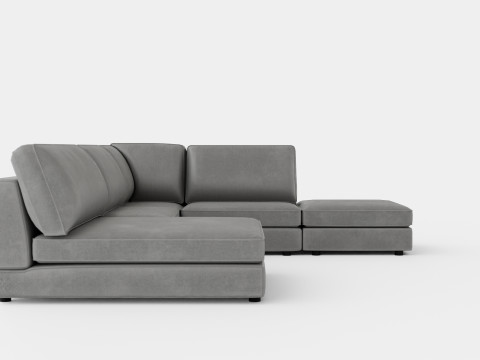 The Arken Module Corner Sofa With Divan Reversible Velvet Dark Gray 3D Model