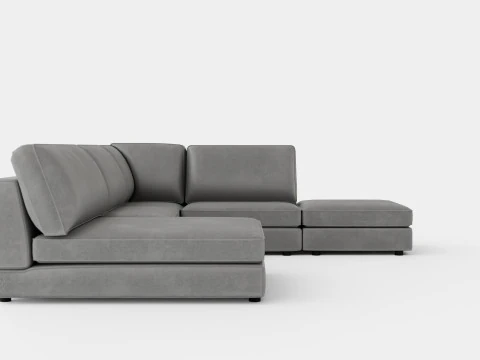 Угловой диван Arken Module с двусторонним бархатным диваном темно-серого цвета 3D Модель