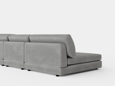 The Arken Module Corner Sofa With Divan Reversible Velvet Dark Gray 3D Model
