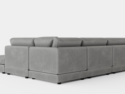 The Arken Module Corner Sofa With Divan Reversible Velvet Dark Gray 3D Model