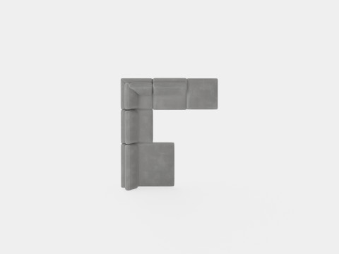 The Arken Module Corner Sofa With Divan Reversible Velvet Dark Gray 3D Model